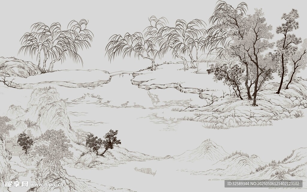 水墨山水間的策馬圖景