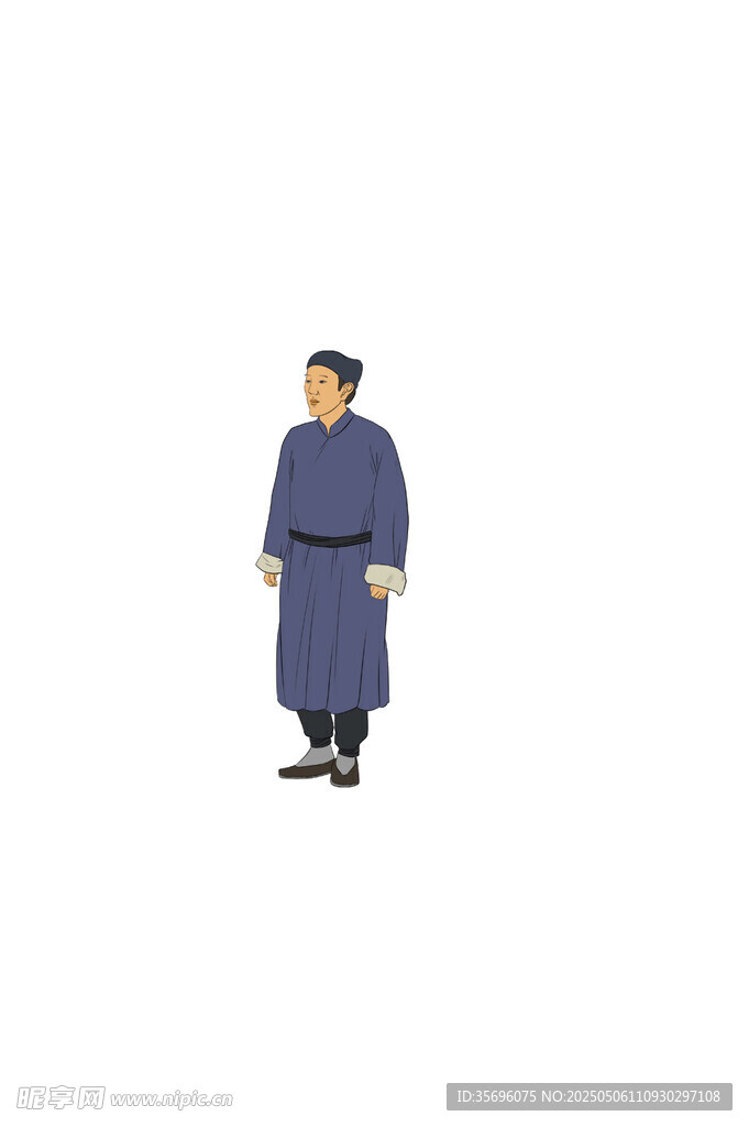 古代藍色長袍人物形象