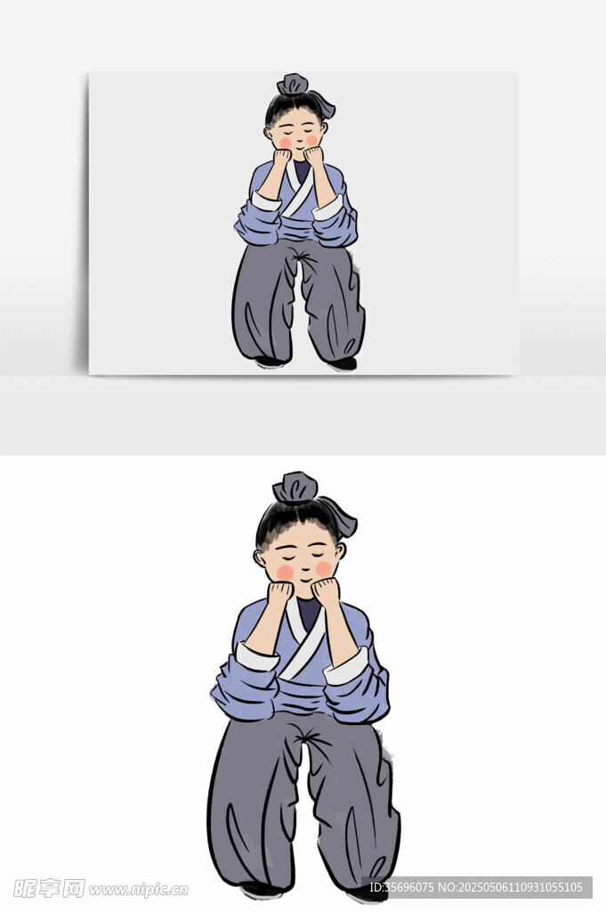 戴帽男子的不同動作形象