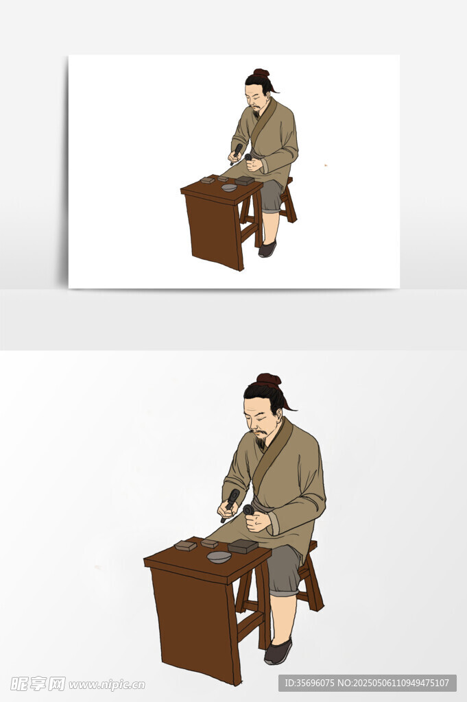 復(fù)古風(fēng)伏案男子插畫(huà)