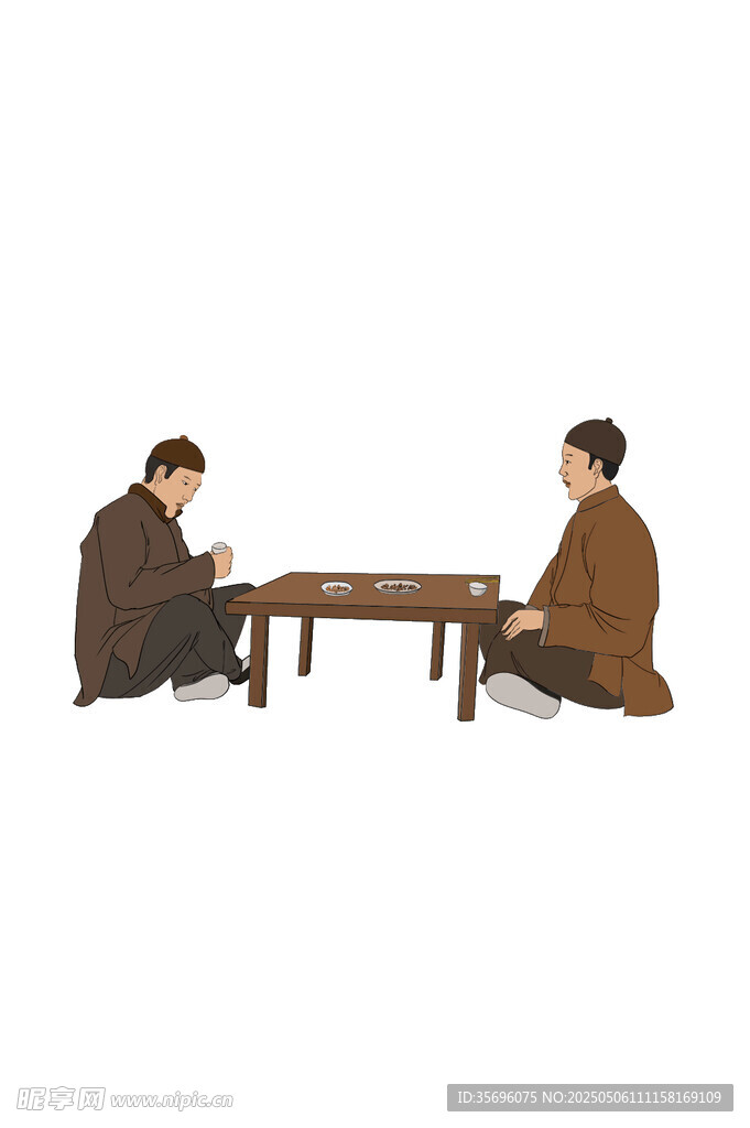 兩人對坐于桌前交流場景
