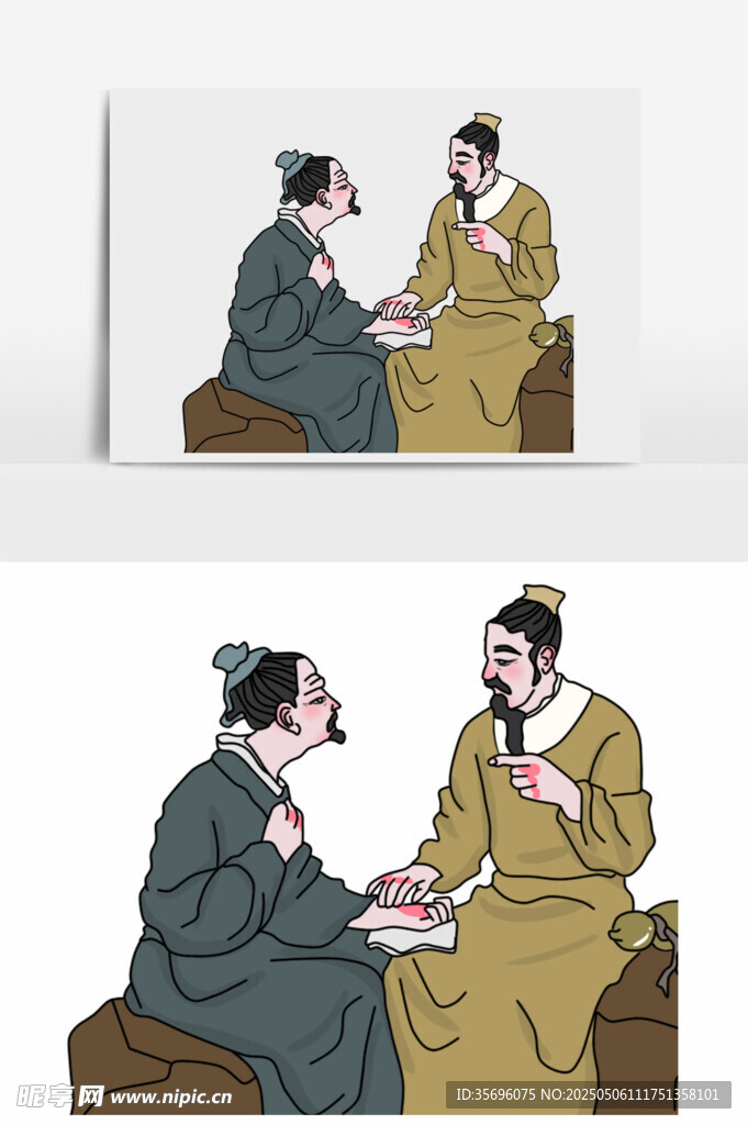 復古風格人物交談場景