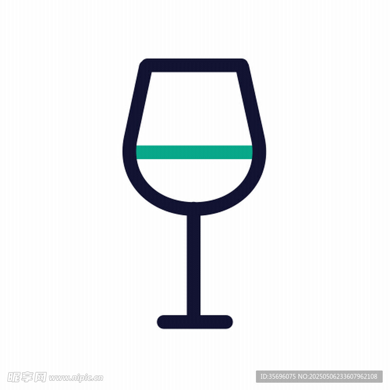 簡約線條葡萄酒杯圖標