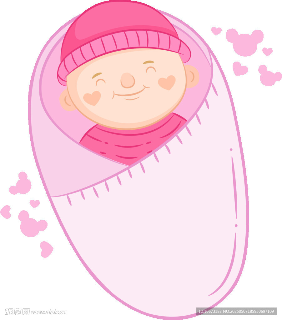 粉色襁褓中的可愛小嬰兒