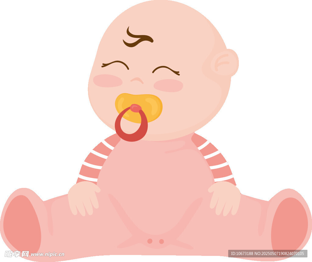 可愛嬰兒含奶嘴坐立