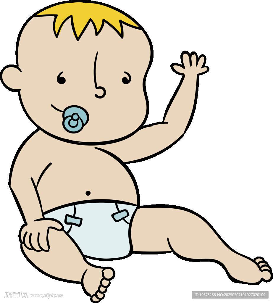 坐著揮手的可愛小嬰兒