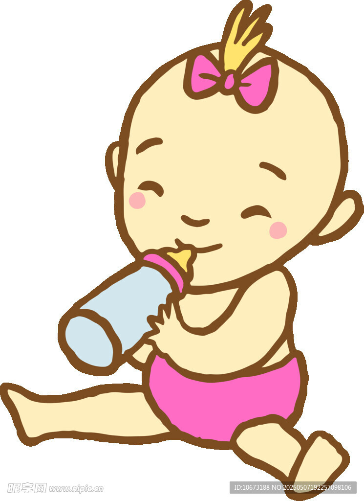 可愛寶寶開心喝奶瓶