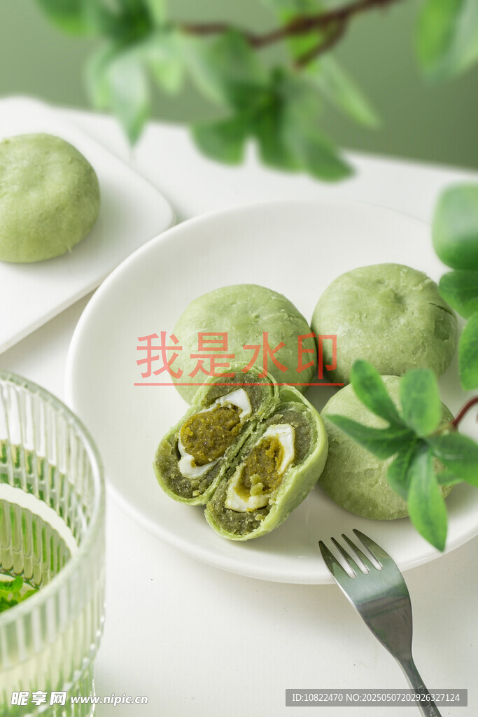 清新抹茶點心擺拍