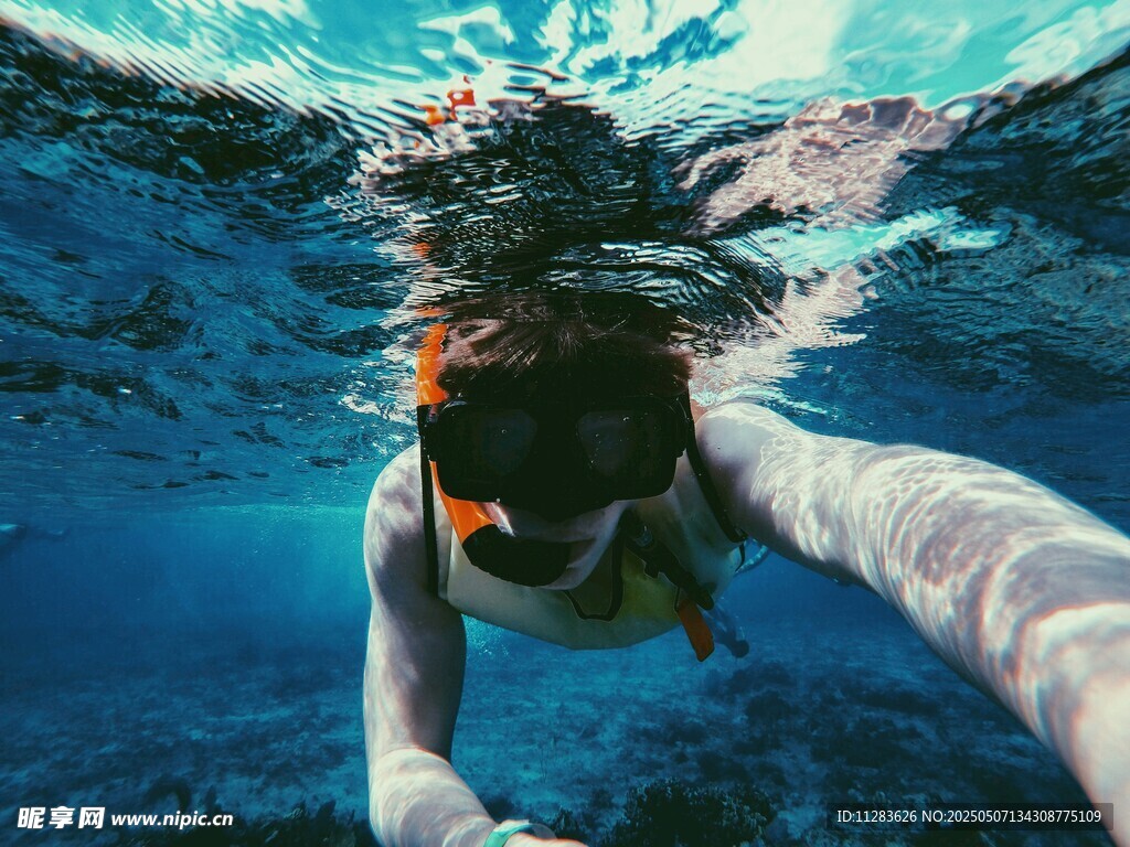 水下暢游的潛水者