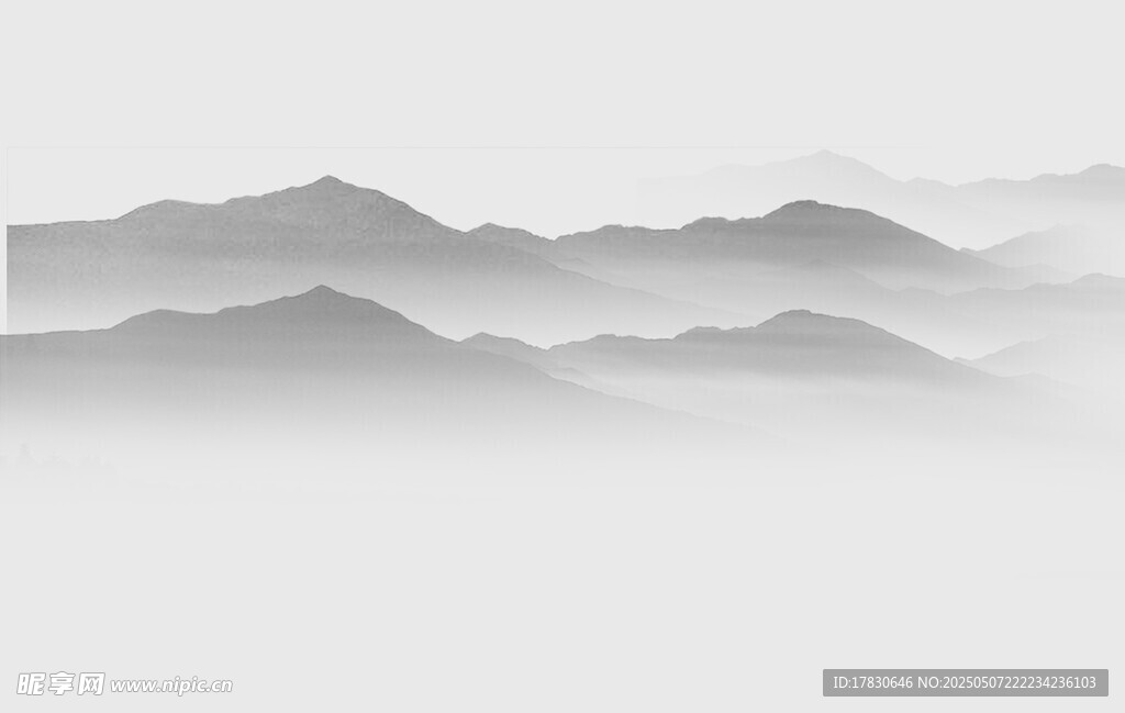水墨群山 云霧繚繞之景