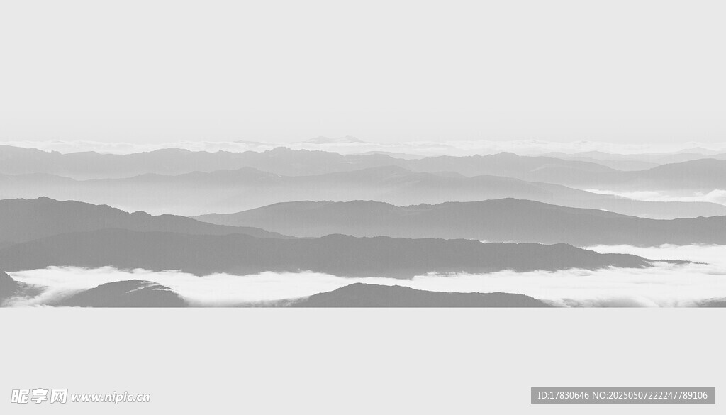 山間晨霧繚繞的壯美景色