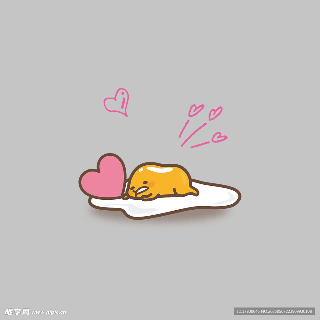 趴著的萌貓與愛心圖案