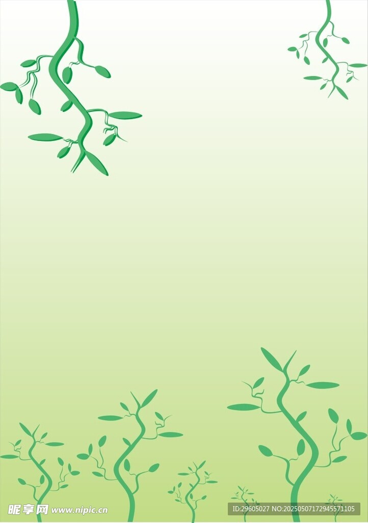 嫩綠樹枝插畫背景圖