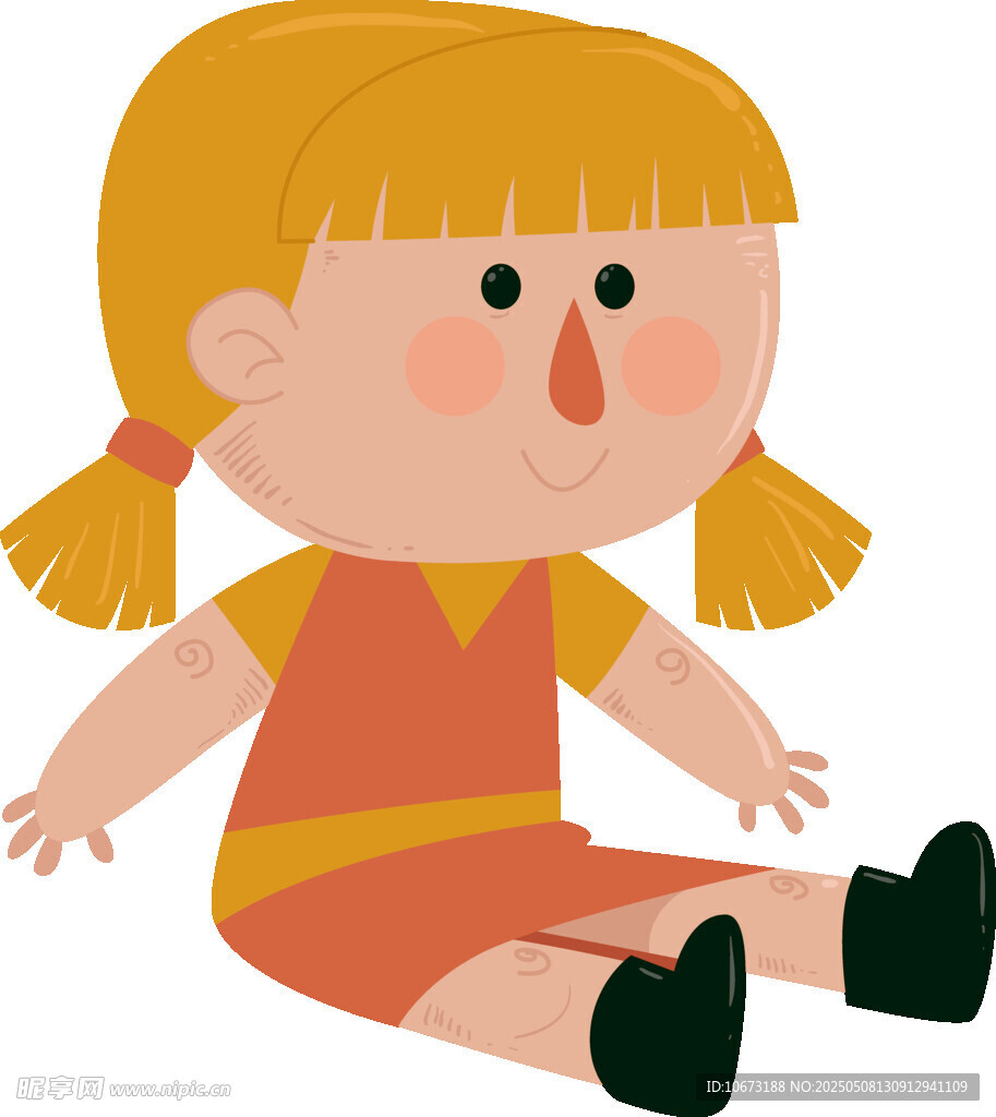 坐著的雙馬尾小女孩