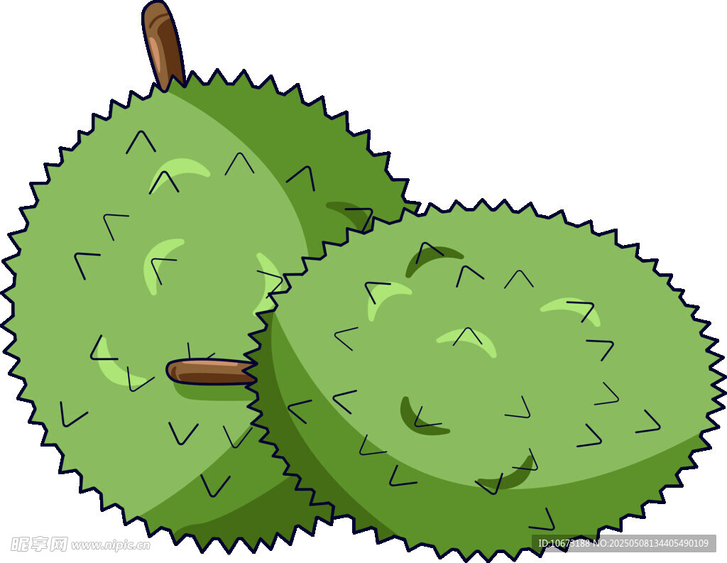卡通風(fēng)格的綠色榴蓮插畫