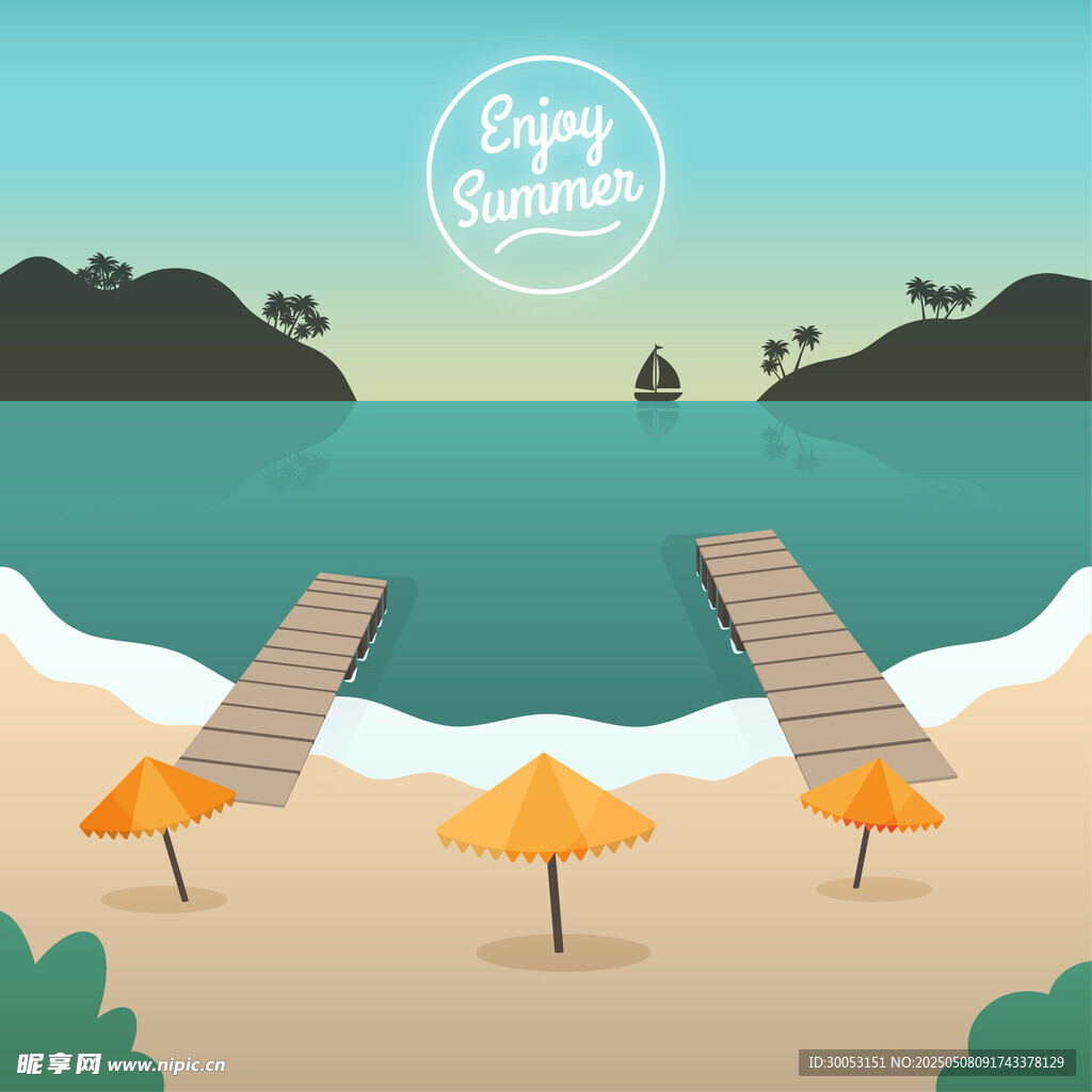 夏日海灘度假風景