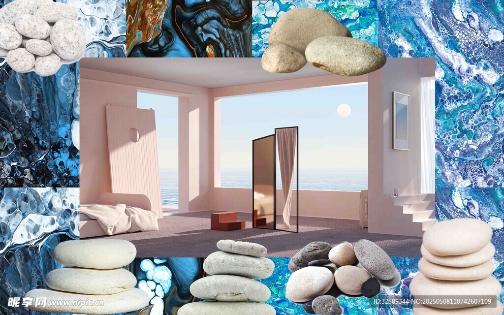 夢幻室內場景與海洋元素