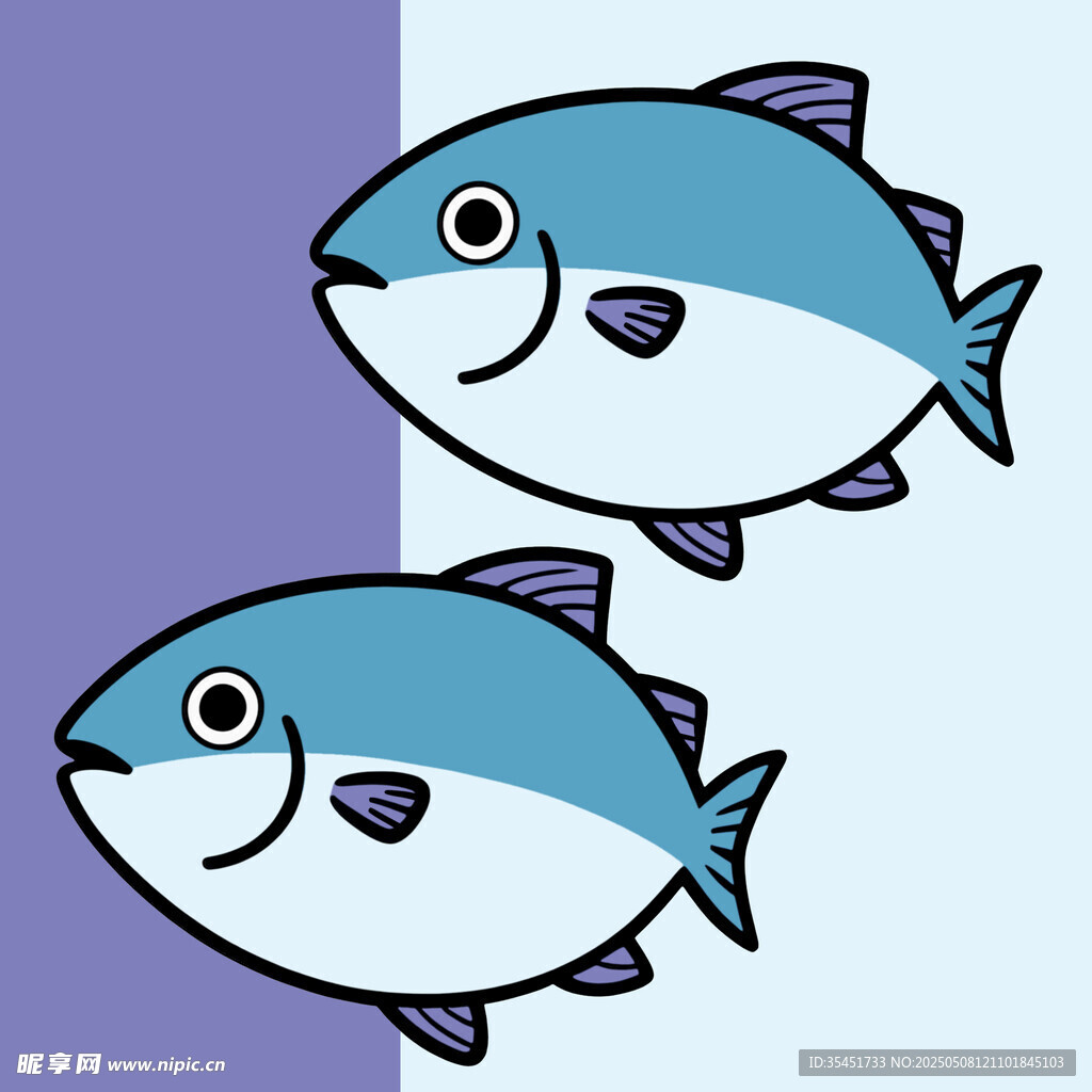 卡通藍(lán)白小魚(yú)