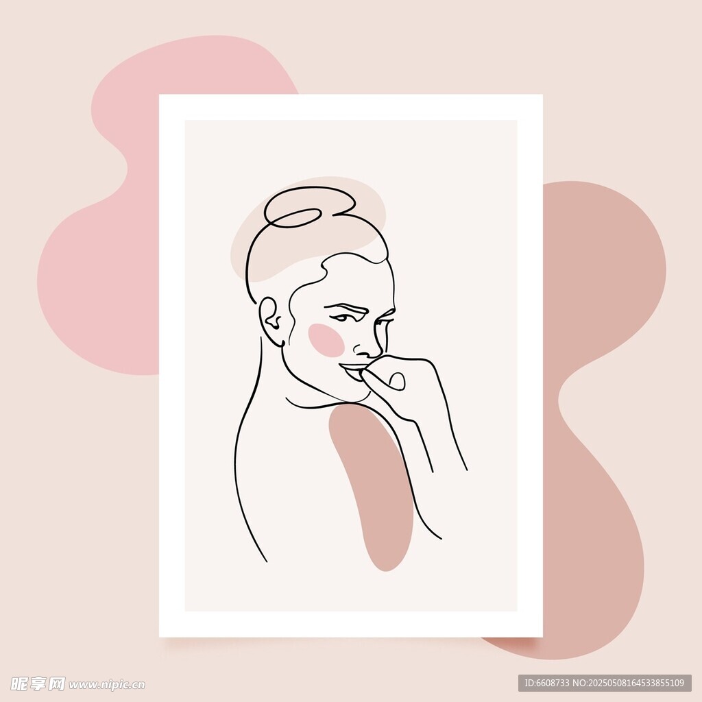 簡約風女性肖像插畫