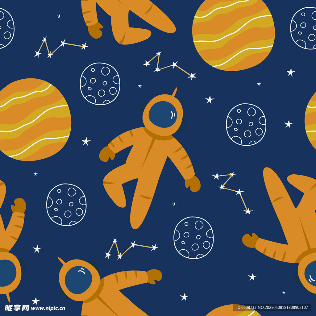 太空宇航員行星圖案背景