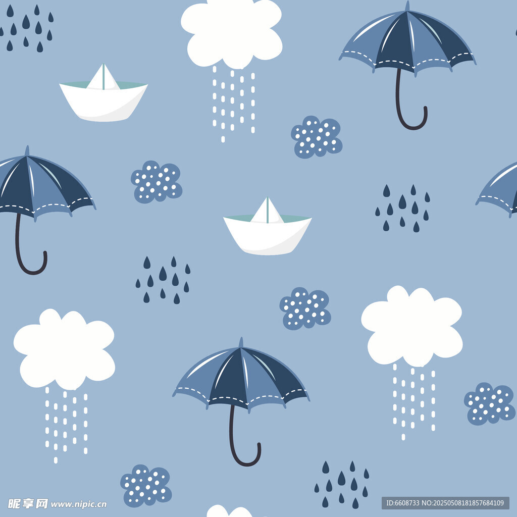 雨天傘船云圖案背景圖