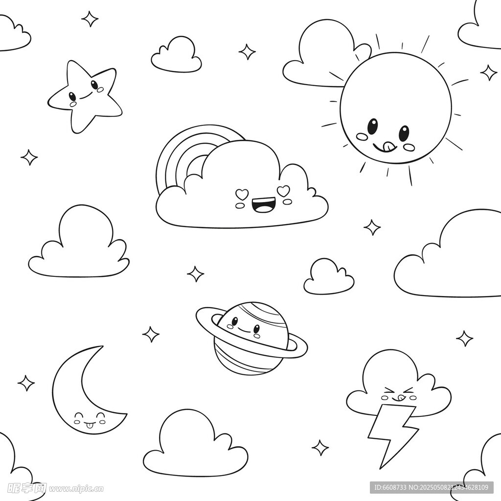 可愛(ài)卡通天空元素圖案