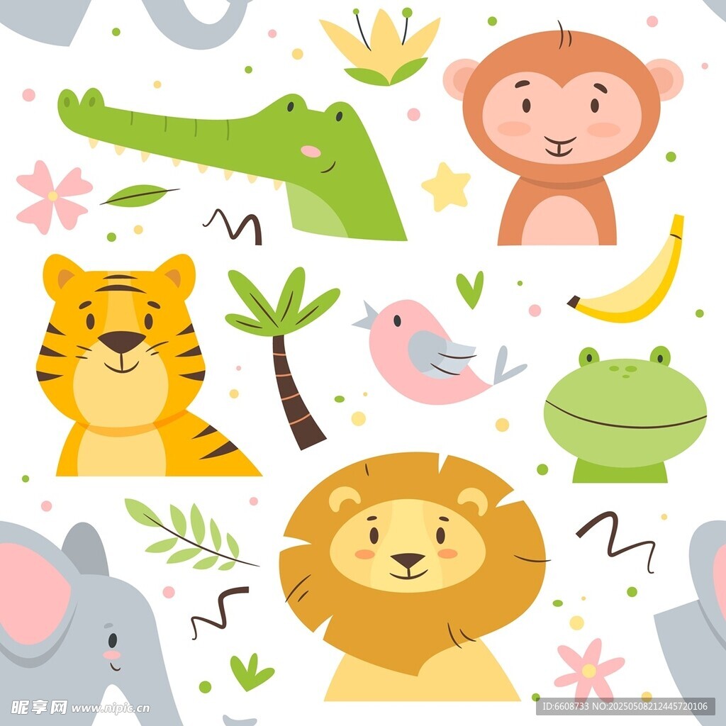 可愛動物卡通插畫