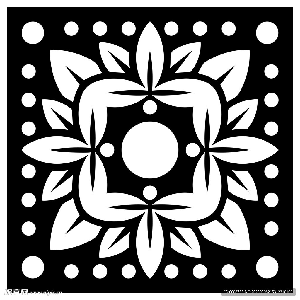 黑白幾何花卉圖案設計