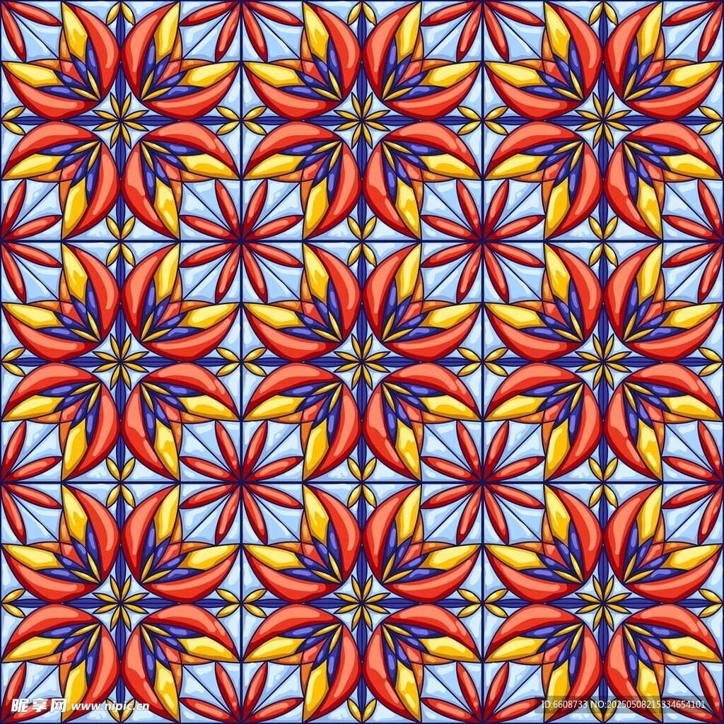 多彩幾何花卉圖案紋理