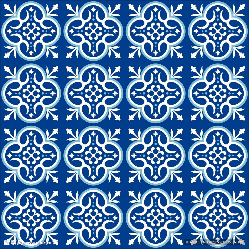藍(lán)白中式傳統(tǒng)花紋圖案