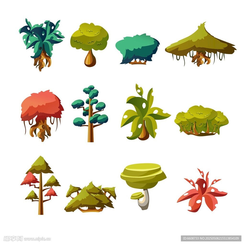 卡通風(fēng)格多樣綠植集合