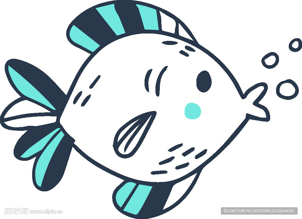 可愛卡通小魚吐泡泡