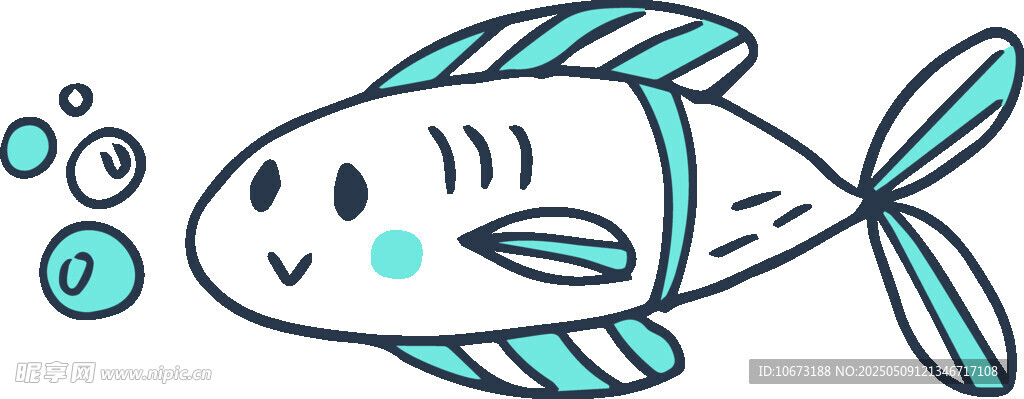 可愛條紋小魚插畫