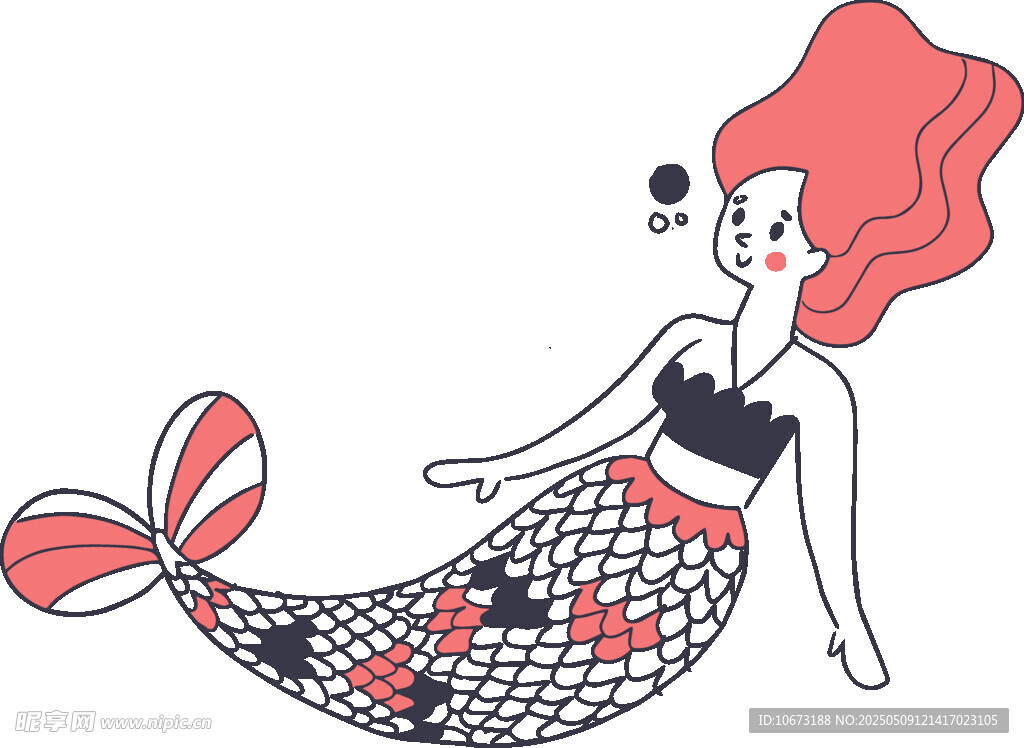 可愛卡通美人魚插畫