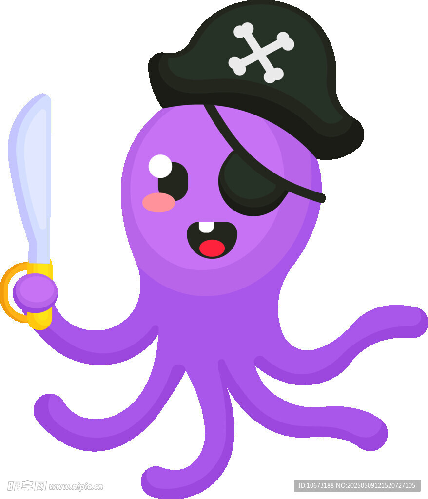 紫色章魚海盜形象