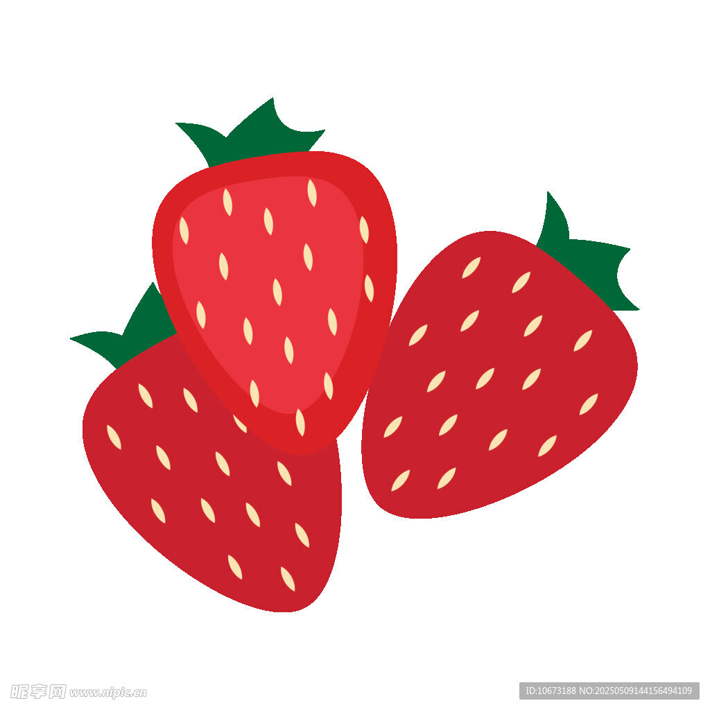 三顆可愛草莓插畫