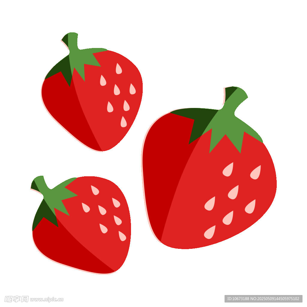 三顆立體草莓插畫