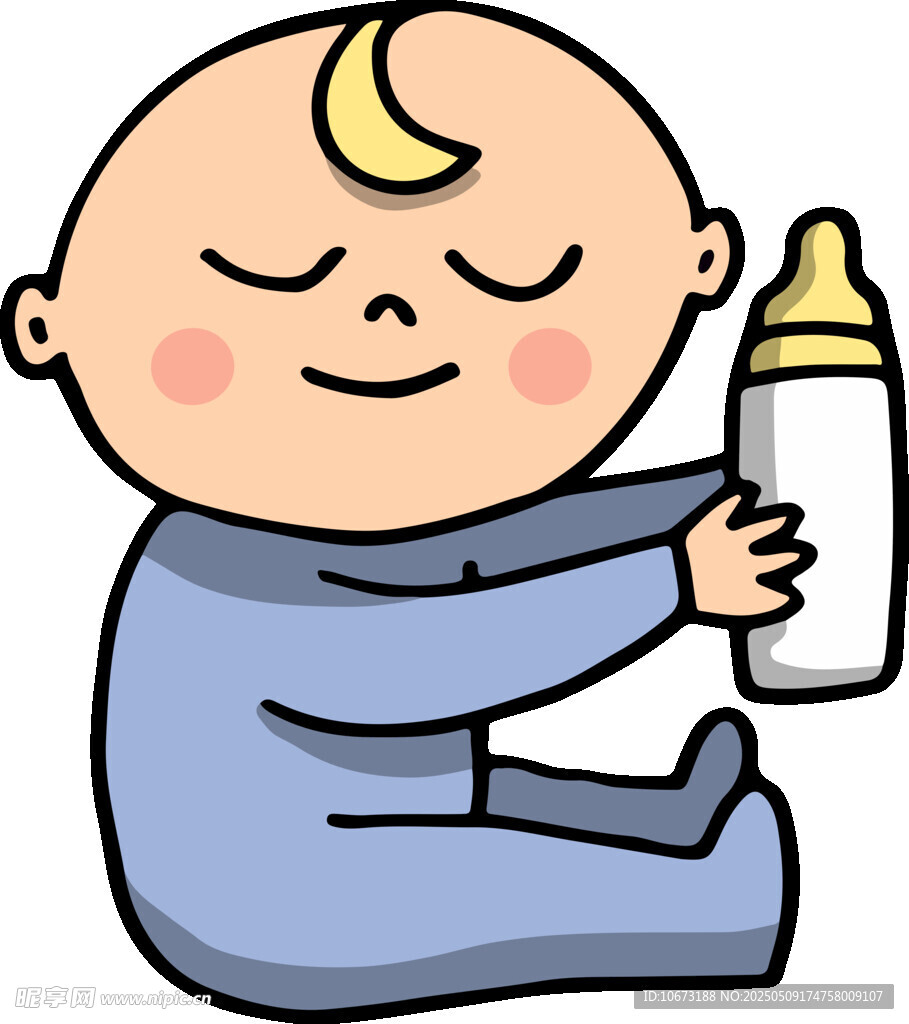 熟睡嬰兒手持奶瓶