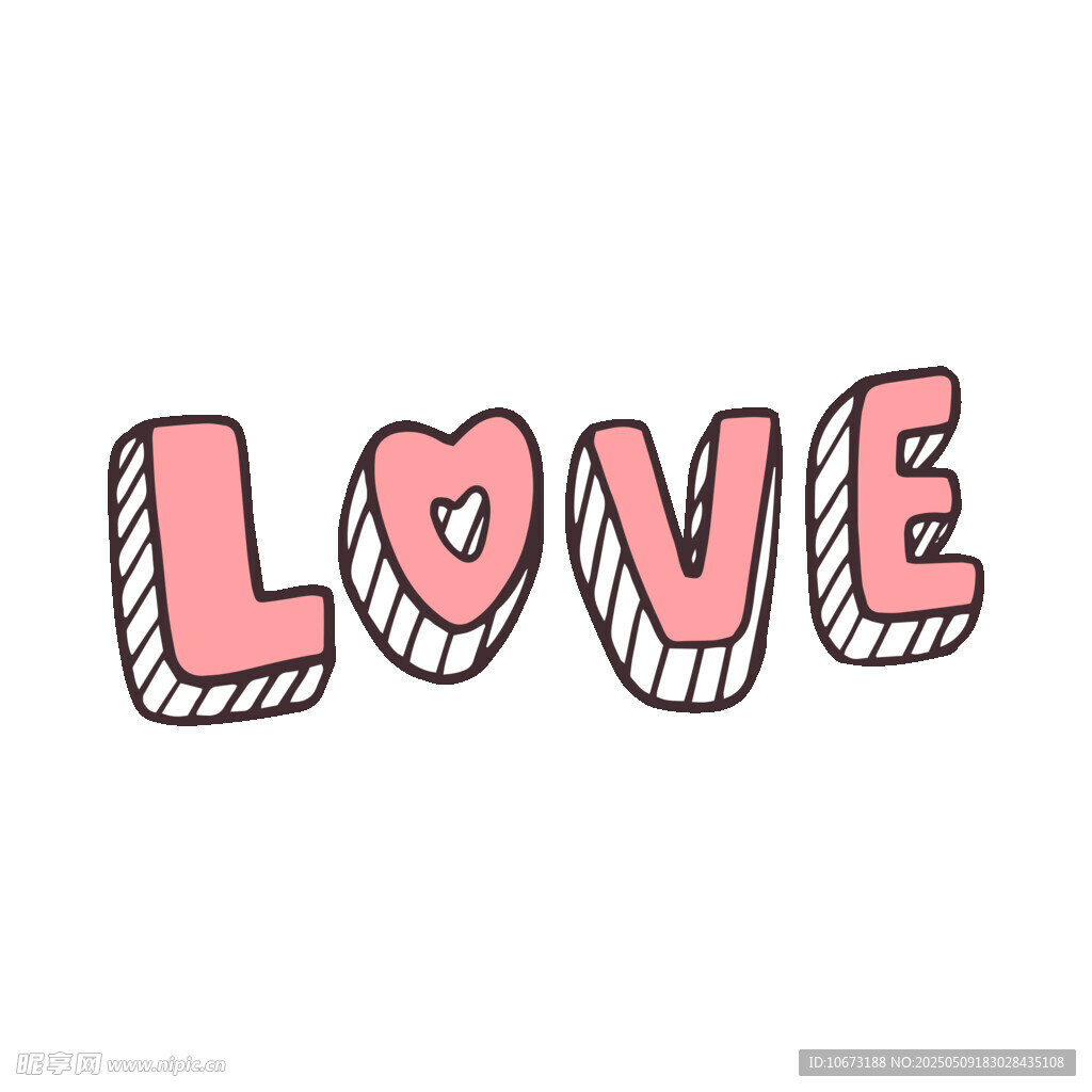 手繪粉色愛心LOVE字樣