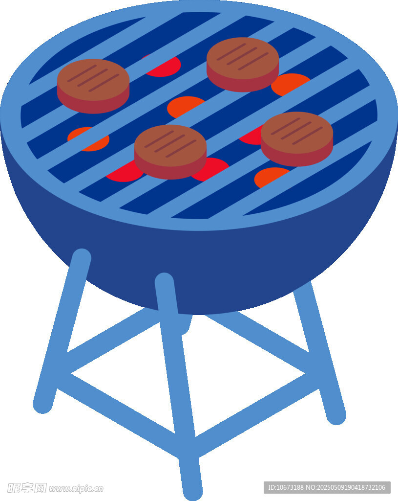 藍(lán)色烤架上的烤肉