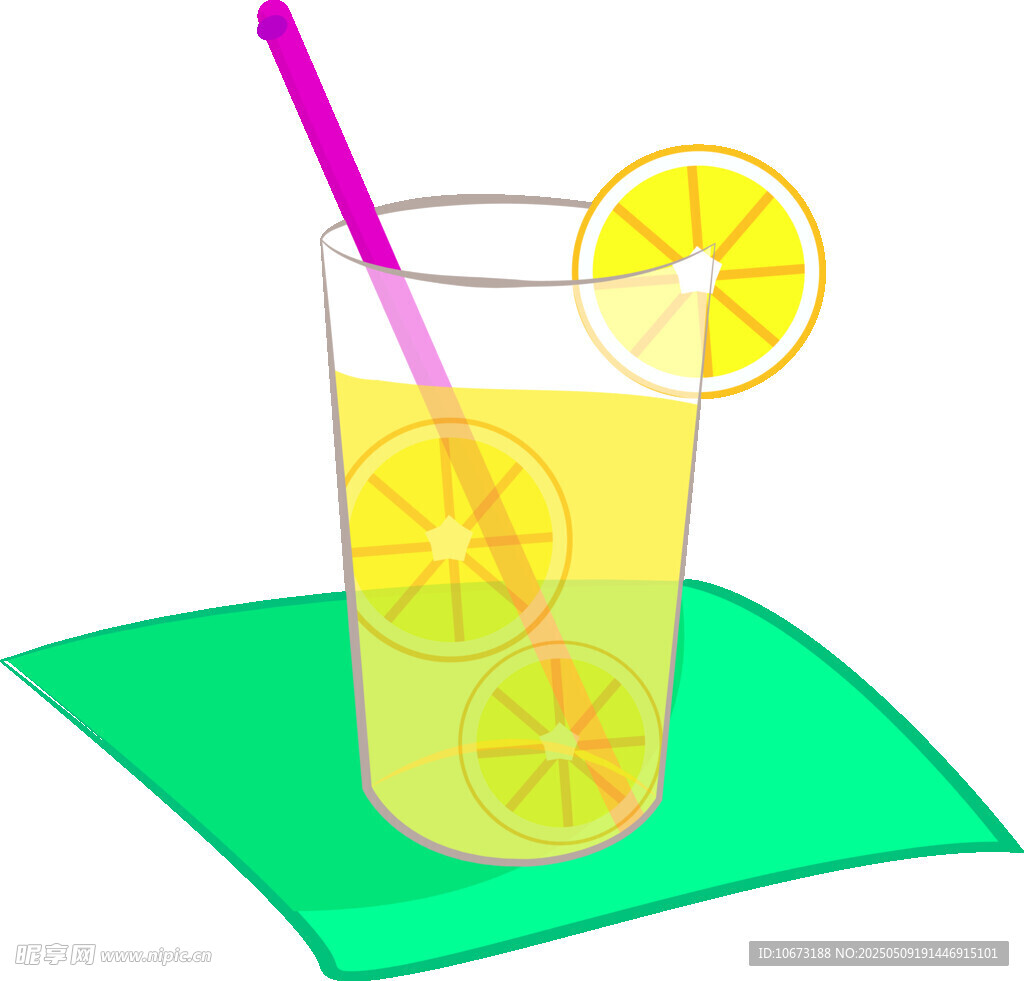 檸檬冰飲插畫圖