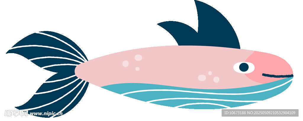 粉色卡通魚插畫