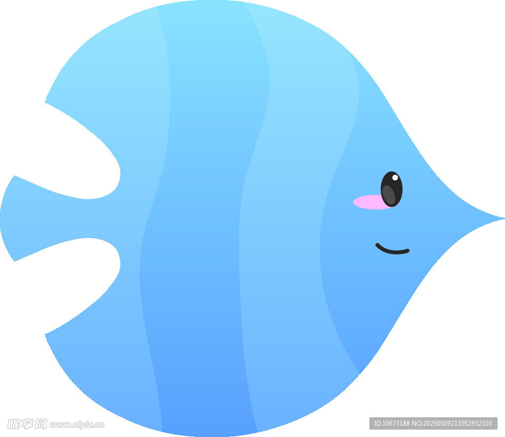 藍色微笑小魚插畫