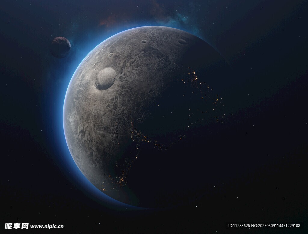 神秘月球在深邃宇宙中
