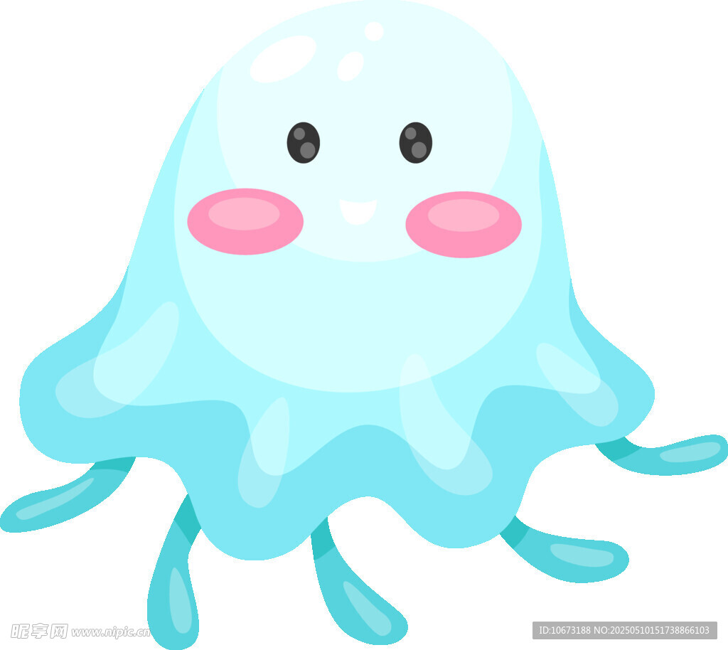 可愛藍色小章魚卡通形象
