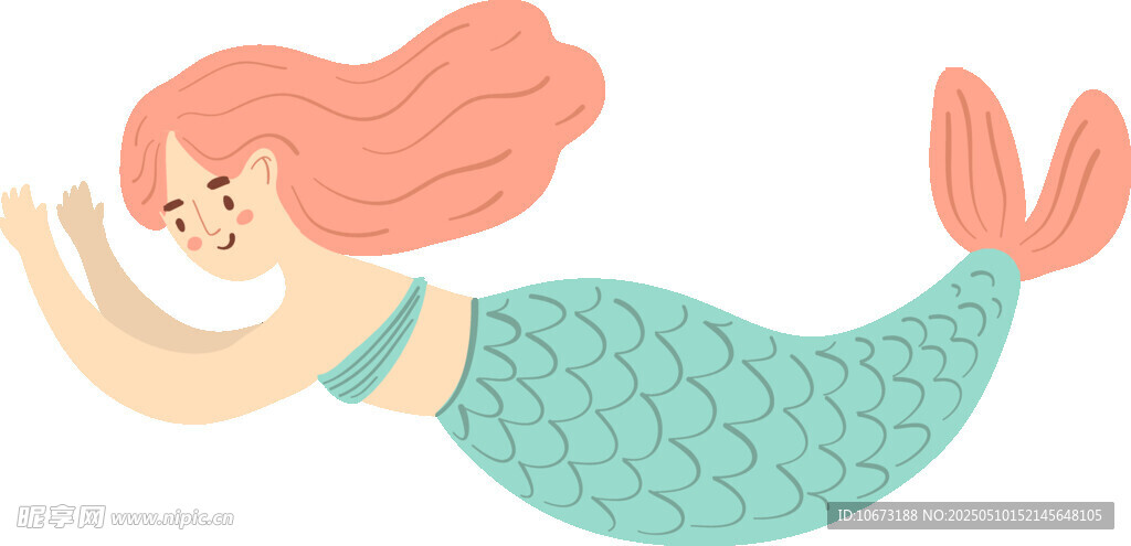 可愛粉色長發(fā)美人魚形象