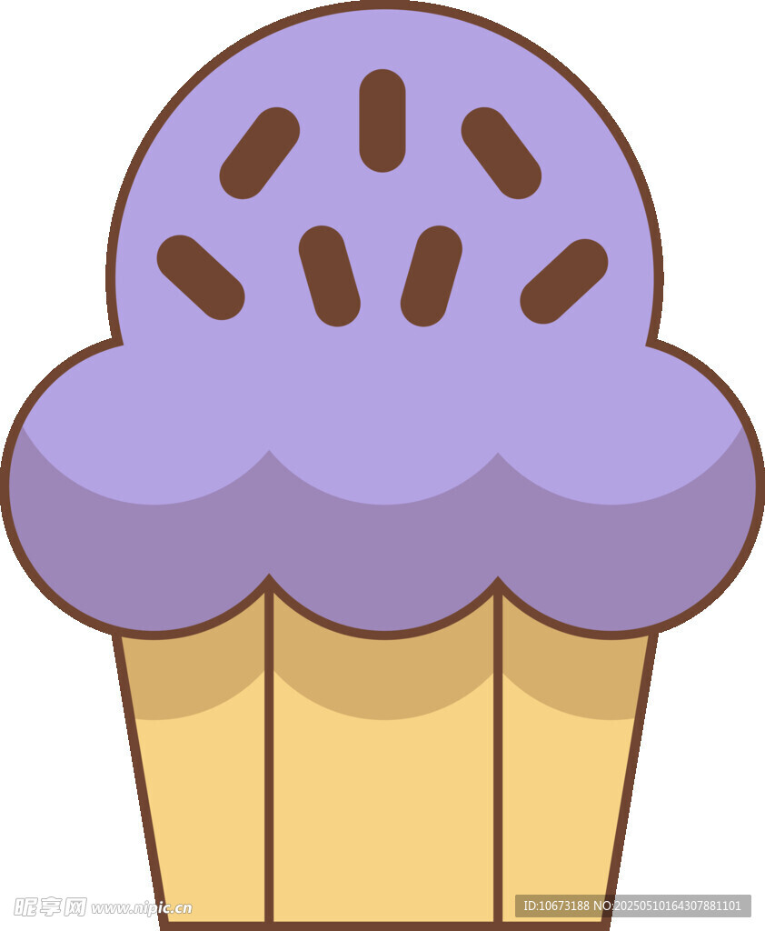 紫色奶油紙杯蛋糕插畫