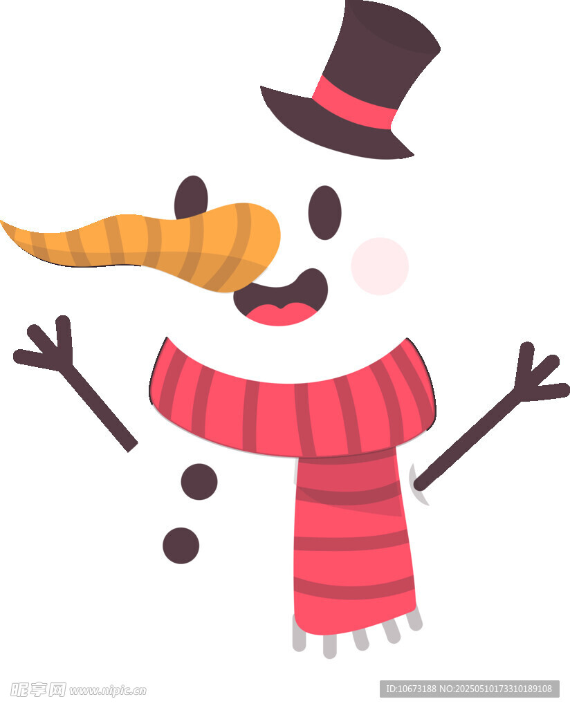 戴帽圍巾的可愛雪人