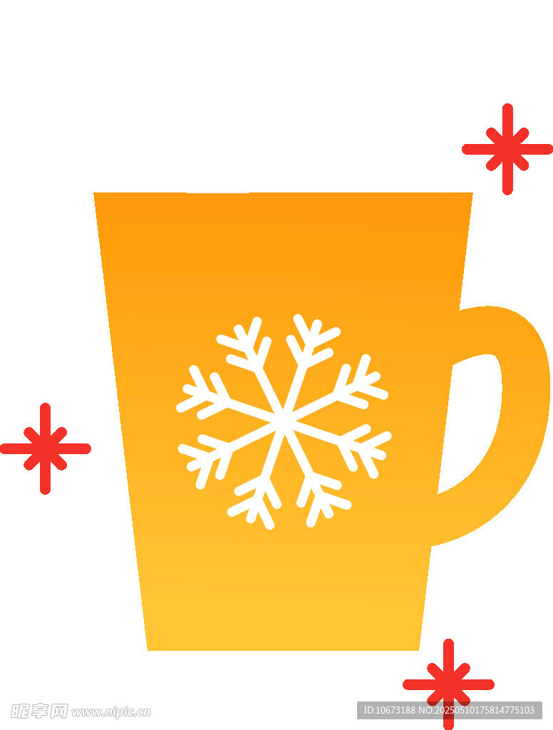 雪花圖案的黃色馬克杯