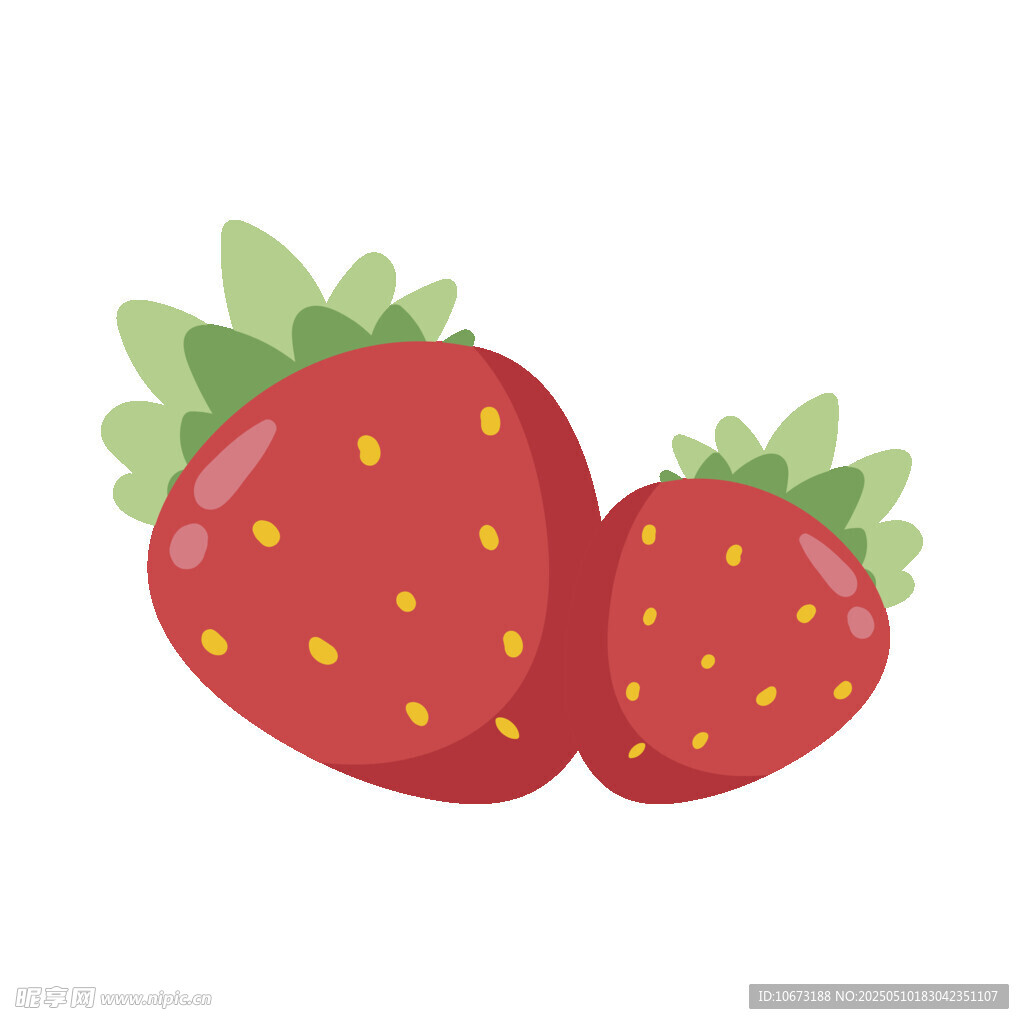 兩顆可愛草莓插畫